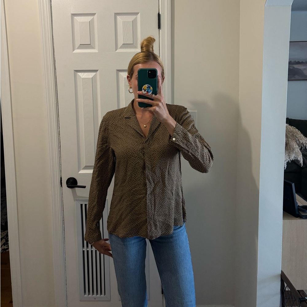 Jcrew button up polka dot blouse